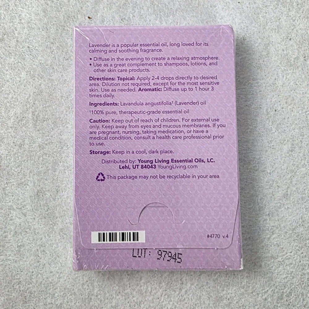 Young Living Lavender Essential Oil 10 Packets 0.0051 fl oz Each 4770 v.4 NEW